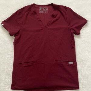 Figs Burgundy Scrubs S Top